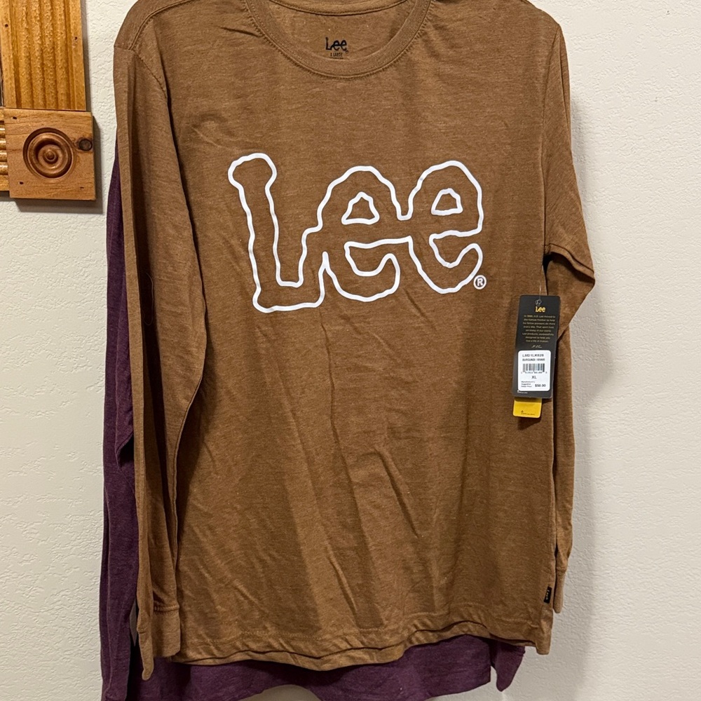 Lee Long Sleeve Tee set of two shirts. Burgundy and Brown